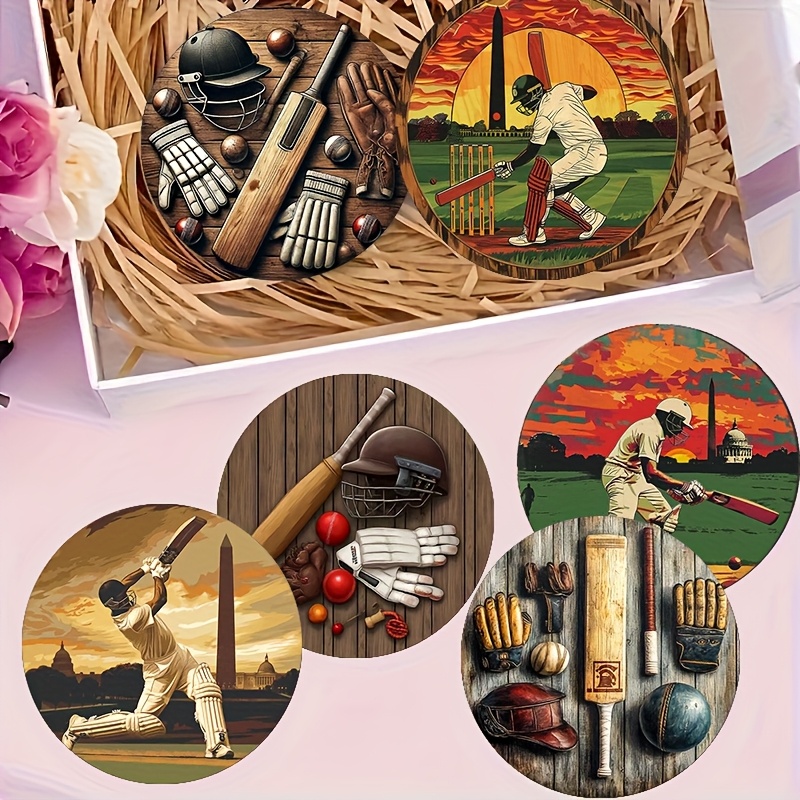 Coffee Tea Etc - 6pcs Retro Cricket Sports Theme 2D