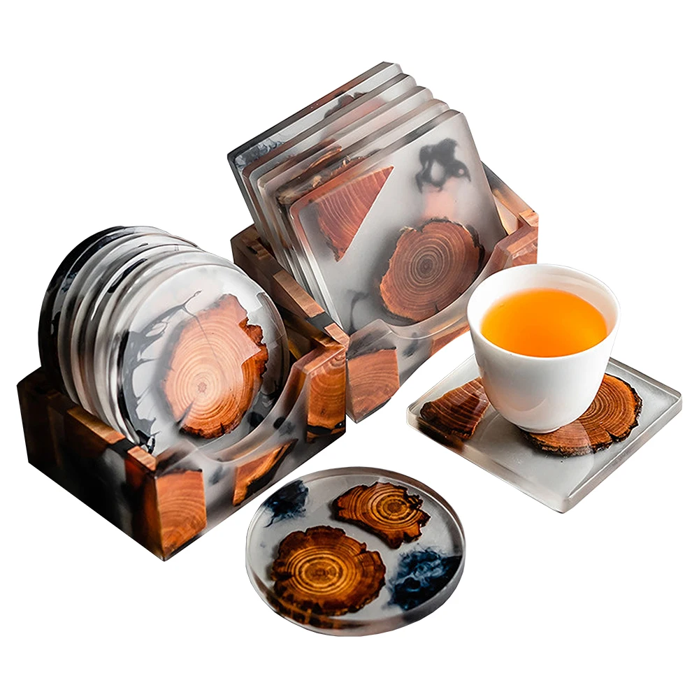 Coffee Tea Mix - 6PCS/Set Resin Pine Coasters Heat-Resistant Placemats