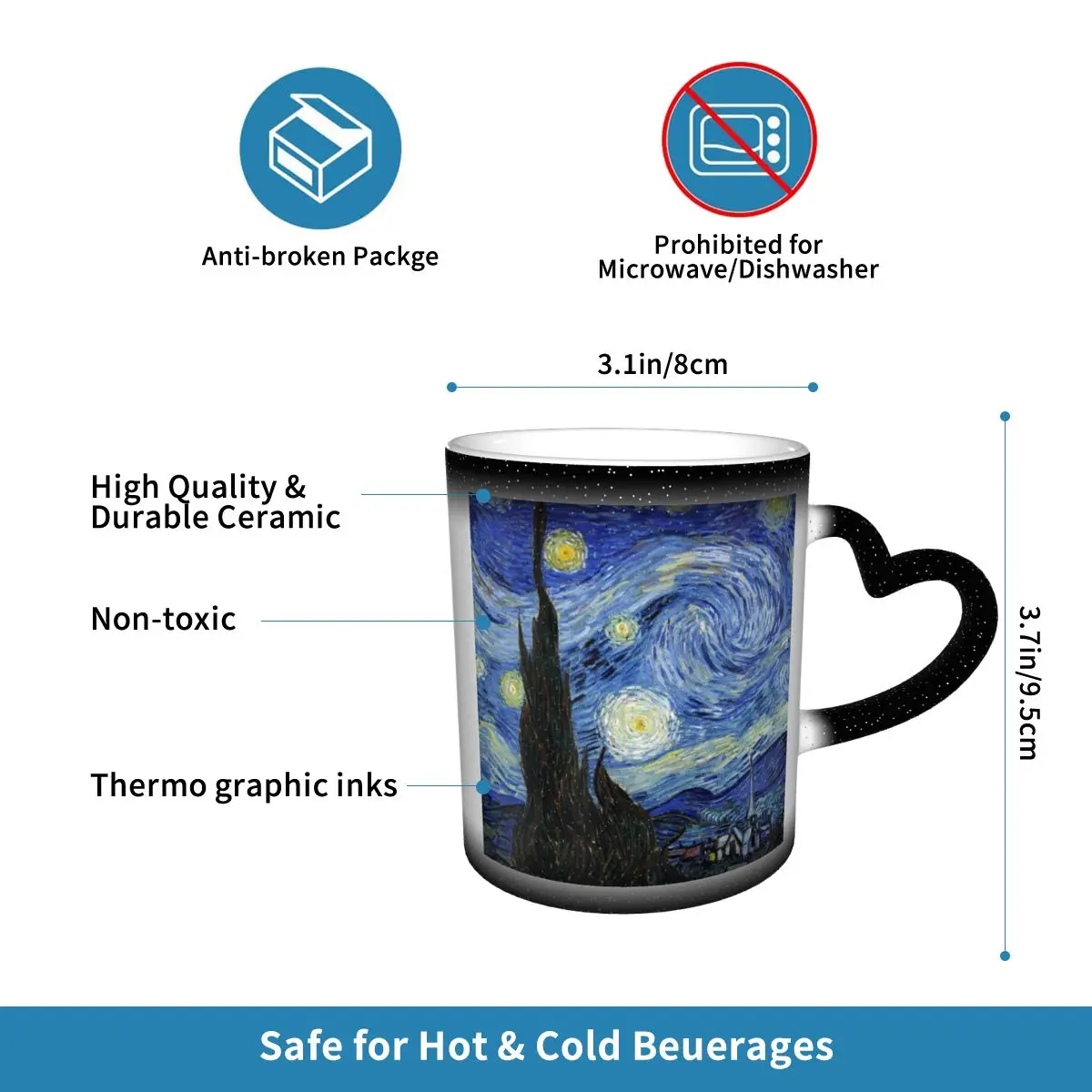 Van Gogh Mug Funny Ceramic Cof - Coffee Tea Van recension och pris