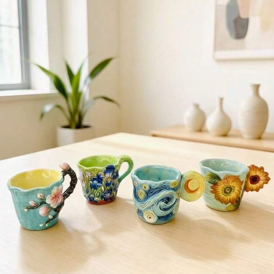 4pcs Van Gogh series embossed  - Coffee Tea Van recension och pris