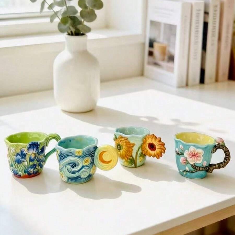 4pcs Van Gogh series embossed  - Coffee Tea Van recension och pris