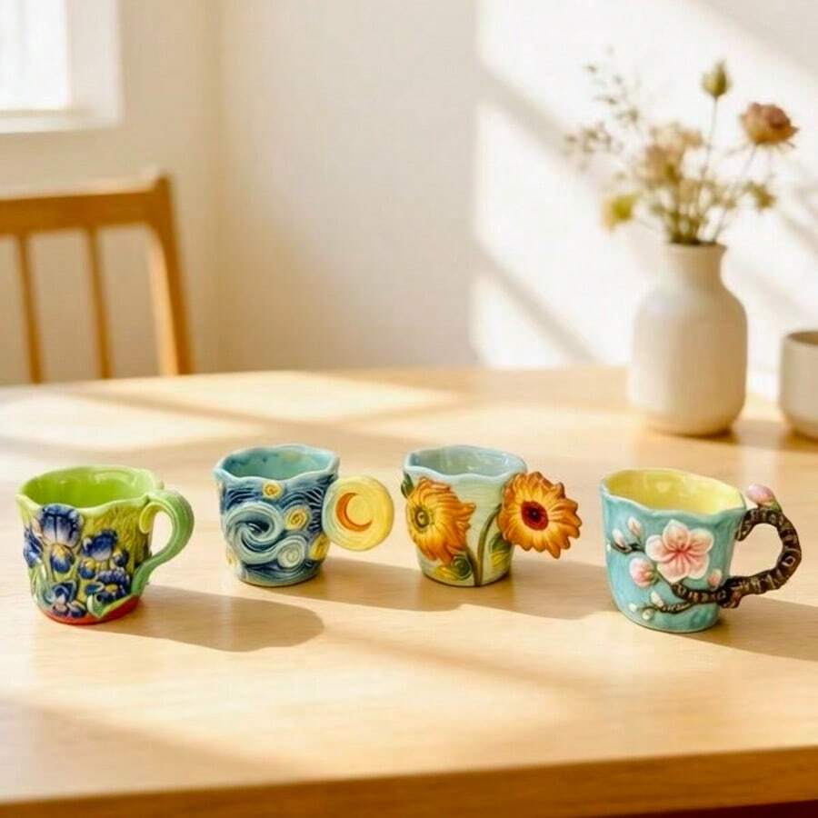 4pcs Van Gogh series embossed  - Coffee Tea Van recension och pris
