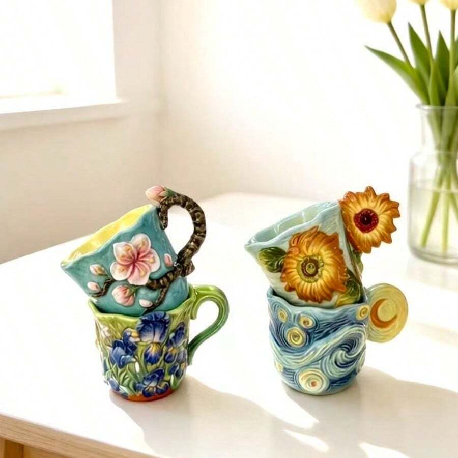4pcs Van Gogh series embossed  - Coffee Tea Van recension och pris