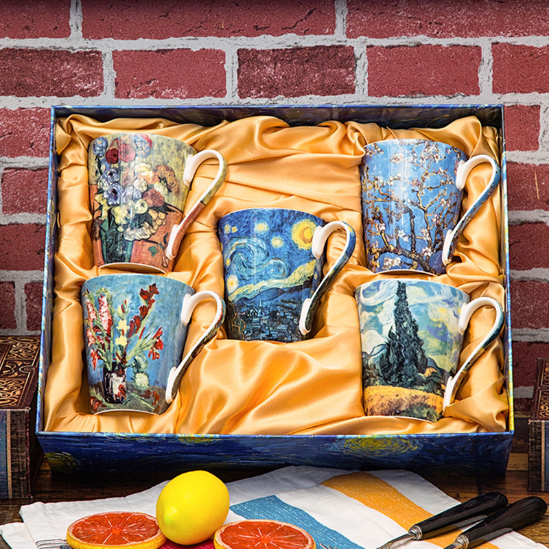 5 Pcs Set Bone China Van Gogh  - Coffee Tea Van recension och pris
