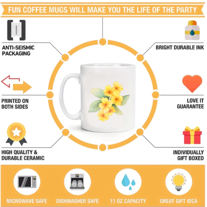 Ceramic mug with white and yel - Coffee Tea Break recension och pris