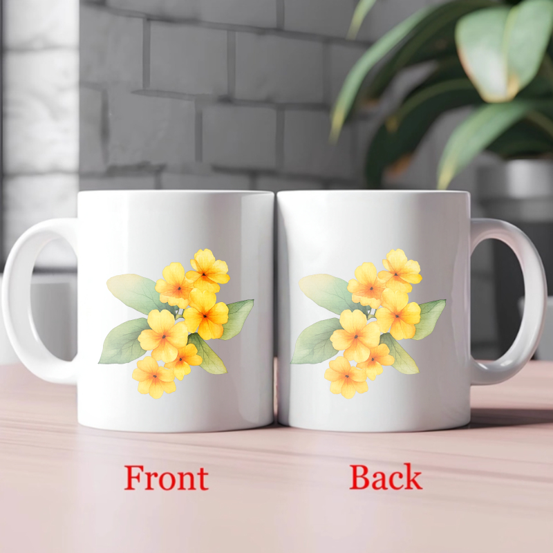 Ceramic mug with white and yel - Coffee Tea Break recension och pris